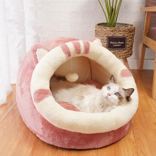 Cozy Pet Bed for Cats Cute Kittens Bed Warm Bed for Small Dog Winter Mat Free Shipping Soft Cave Cat House with Toy Pug Cushion