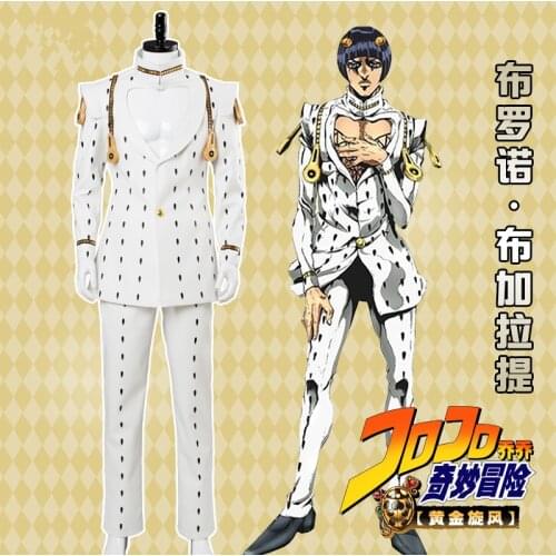 [STOCK] 2018 Anime JoJos Bizarre Adventure Golden Wind Bruno Buccellati Uniform Cosplay Costume For Men Halloween Free Shipping