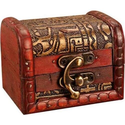 Vintage Retro Wood Box With Lock Storage Container Box Trinket Jewelry Bracelet Pearl Ring Wooden Treasure Case Chest Organizer