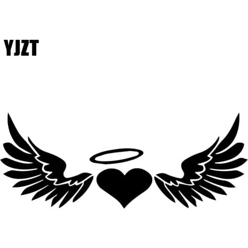 YJZT 17.2X6.6CM Heart Angel Wings Halo Class Art Car Sticker Fashion Vinyl Decal C25-0714
