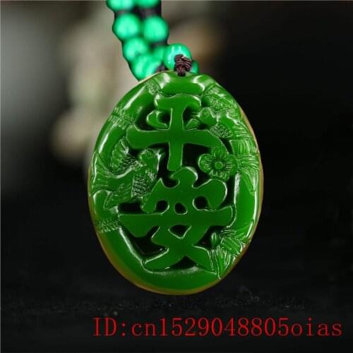 Green Jade Bird Pendant Necklace Carved Fashion Jewelry Amulet Gifts Chinese Charm Natural Jadeite