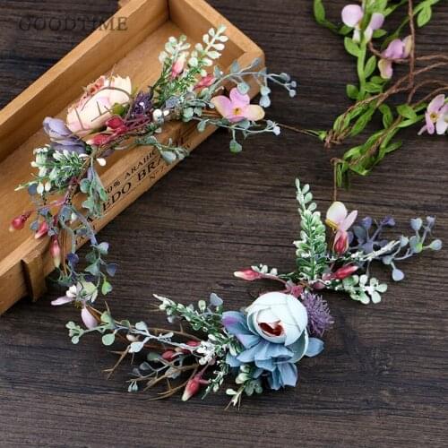 Flower Headbands For Women Bride Wreath Plant Hairbands Bridal Hair Accessory Wedding Garlands Beautiful Tiara Bridal Hair Band