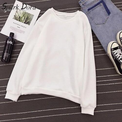 Women Clothes Candy Color Leisure Simple Long Sleeve Solid Color Casual O-neck Womens Plus Size Hoodies Outwear Loose Pullover