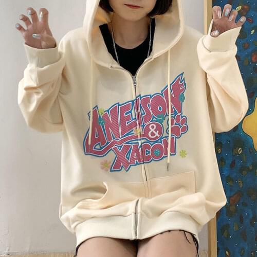 2021Y2K Gothic letter printed sweater super Dalian hoodie women winter zipper long-sleeved jacket tops women Harajuku clothes