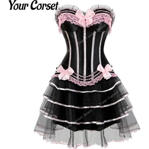 Corset Dress for Women Corsets Top with Skirt Renaissance Costumes for Women Clubwear Overbust Corset Plus Size