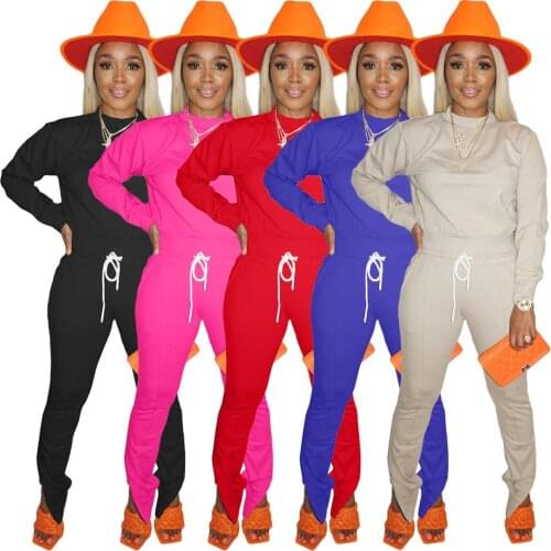 Winter Two Piece Set Top and Pants with Foot Zipper Plus Size Tracksuit Women 2 Piece Jogging Sets Leisure Suit