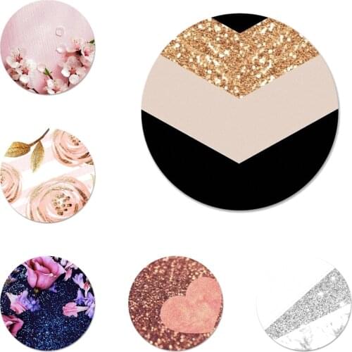 Gold Pink rose Glitter Icons Pins Badge Decoration Brooches Metal Badges For Backpack Decoration