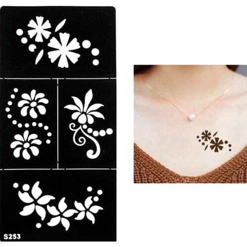 1 PC Beautiful Fake Black Henna Stencil Tattoo Flower Pattern Waterproof Temporary Tattoo for Women Body Art Tattoo Sticker S253