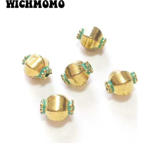 New Fashion 10pcs 8MM Retro Patina Plated Zinc Alloy Green Round Pumpkin Beads for DIY Bracelet Jewelry Accessories