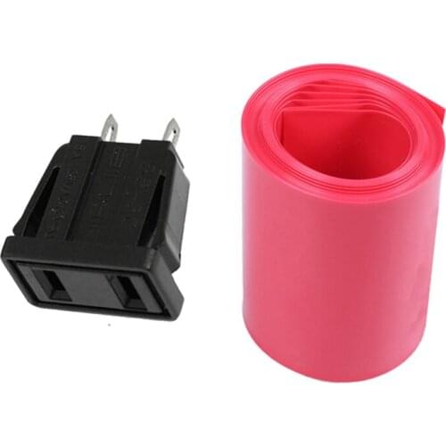 10 x US Type AC Power Socket Outlet AC 125V 15A & 1pcs 2M 50mm Width PVC Heat Shrink Wrap Tube Red for 2 x 18650 Battery