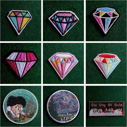 2PCs/Lot Diamond Patch Iron OnPatches On Clothes DIY Van Gogh Clothing Thermoadhesive Patches for Clothing Stickers Badges Decor