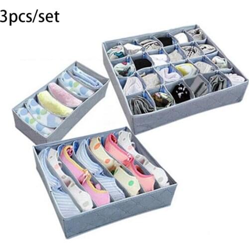3pcs Underwear Drawer Organizers fold Bamboo Charcoal Ties Socks Drawer Closet Organize For Bras Scarves Ties Socks Boxes