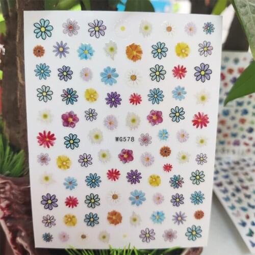 3D Stickers for Nails Color Chrysanthemum Petal Design Nails Art Decoration Manicure Stickers Decal Slider Nail Foil Accessories