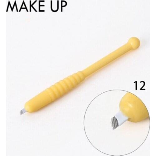 3D disposable 12 pins microblade pens with embroidery eyebrow sterilized needles tattoo makeup pens