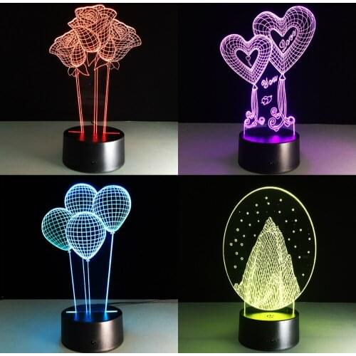 7 Colors Romantic Rose Flower 3D LED Night Light Novelty Table Lamp Home Decor Bedside Lampara Child Kids Gifts Drop Shipping