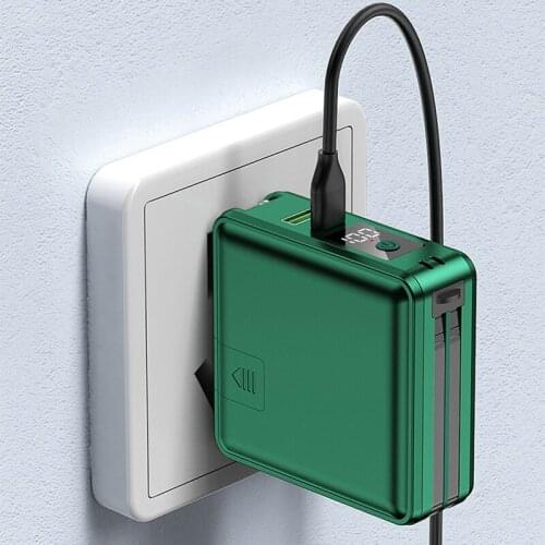 5 in 1 15000mAh Wireless Power Bank Built in Cable Plug PD 22.5W Fast Charging Powerbank for iPhone 12 Huawei Xiaomi Poverbank