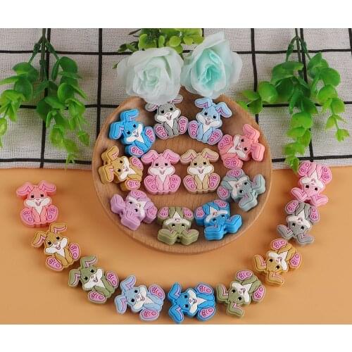 Kovict Silicone Beads 50/100/200 Pcs Mini Rabbit Baby Molar Teether DIY For Pacifier Necklace Accessories Chewable Nursing Toys