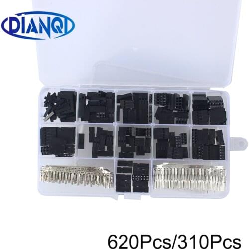 620Pcs/310Pcs/lot 2.54mm Dupont Wire Jumper Line Cable 1/2/3/4/5/6/8 Pin Header Male+Female Connector DIY Kit With Plastic Cas