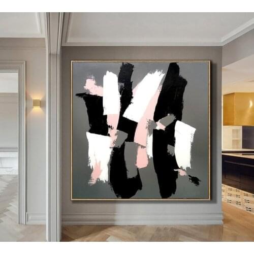 Abstract Painting Wall Art Canvas Art Painting Acrylic Painting Abstract Pink Painting Gray Painting Wall Decor Oversize