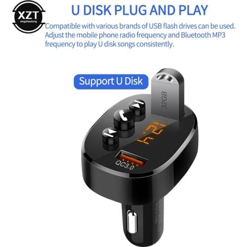 Car 3.1A Fast Charge USB Mobile Phone Charger QC3.0 Wireless Bluetooth Hands-free Receiver U Disk MP3 Player