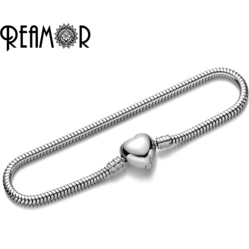 RUIMO 316l Stainless Steel Heart Round Shape Bracelet Women Snake Chain Fit DIY Pan Bracelet