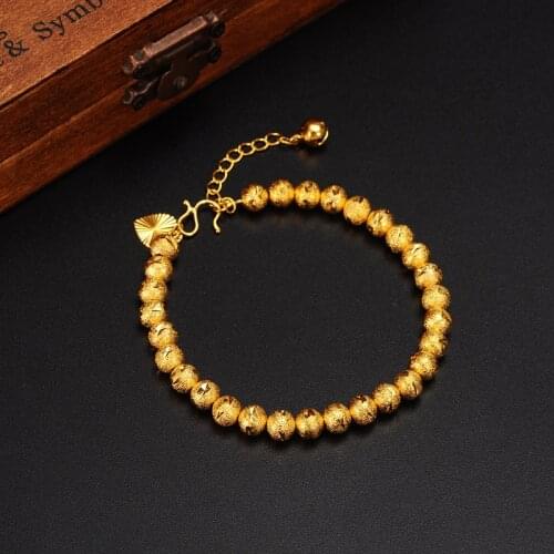 21cm cute girls Bangle Women Gold Round Beads Bracelets Ethiopian Jewelry African Hand Chain Arab Items kids jewelry best gift