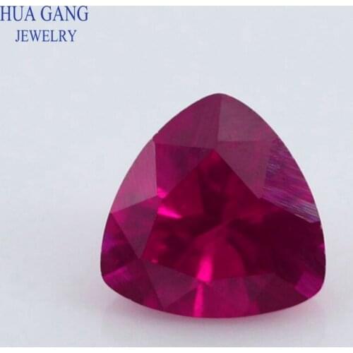 5# Red Stone Trillion Shape Princess Cut Synthetic Corundum Gems Stone For Jewelry Size 3x3~12x12mm Bead Wholesale Free Shipping