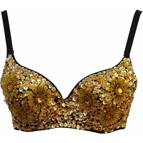 Summer Style Luxury Studded Floral Resin Beading and Sequin Bra Underwear Women Punk Rock Bras Bralet Sexy Clubwear Brassiere