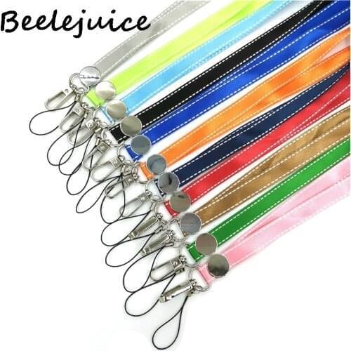 24pcs Couple Pure Color Neck Keychain Necklace Webbings Ribbons Cartoon Neck Strap Lanyard ID badge Holder Keychain Lanyards
