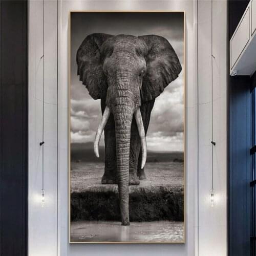 Black And Withe African Elephant Canvas Paintings On the Wall Art Posters And Prints Animals Canvas Art Pictures Cuadros Decor
