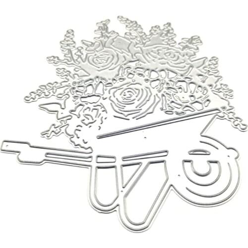 Flower Cart Metal Cutting Dies Stencil DIY Scrapbooking Album Paper Card Mold 85DA