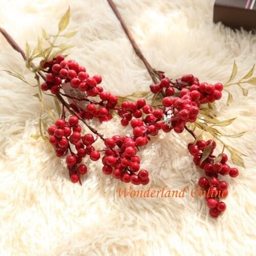 Decorative Blueberry Fruit Red Berry Artificial Flower Silk Flowers Fruits For Christmas Wedding Home Decoration Silk Plants