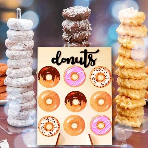 Wooden Donut Dessert Holder Doughnuts Display Stand Wedding Party Decor