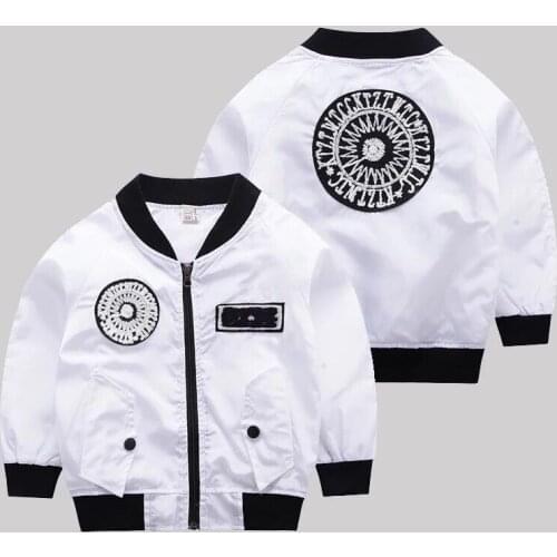 Korean version of the patch personality round neck childrens clothing childrens long sleeve zipper jacket jacket K1