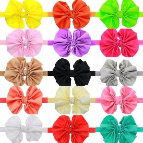 Toddler Solid Color Handmade Bowknot Elastic Headband Fashion Infant Bows Hairband DIY Clothing Decoration Photography Props