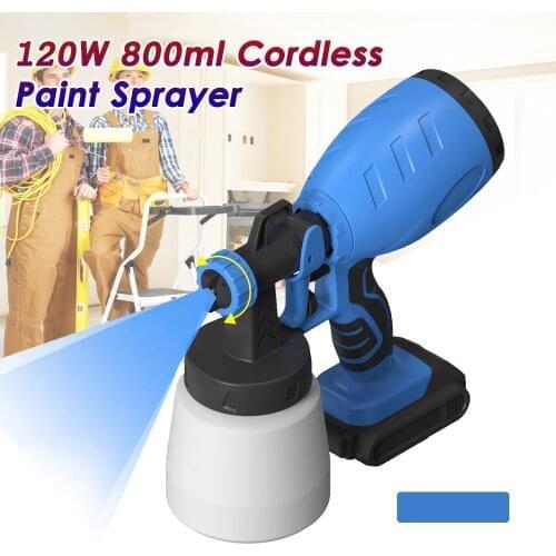 KKmoon High Pressure Paint Sprayer 120W Electric Cordless Spray Gun with 3 Spray Patterns Flow Rate Control 800ml Container