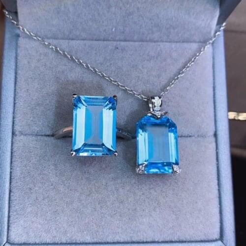 Popular style, special sale, 925 silver, natural Hetian topaz set, ring necklace