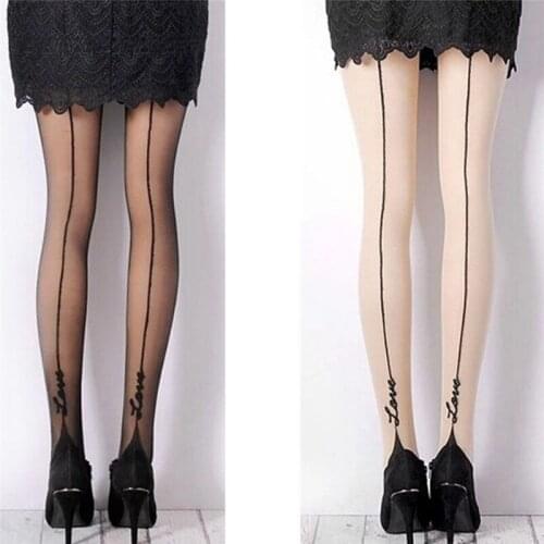 Fashion Female Sexy Stockings Pantyhose English Love Letter Tattoo Jacquard For Woman Girl 1 Pair