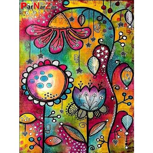 ParNarZar 5D Diamond Painting Abstract Flower by Number Kits Paint with Diamonds Arts Full Drill DIY Home Wall Decor Craft