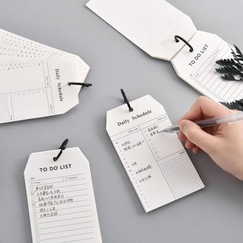 Creative Simple Memo Pad Stationery Ring Button Schedule Planner Loose-leaf Notebook Multifunctional Portable Notepad 2 Options