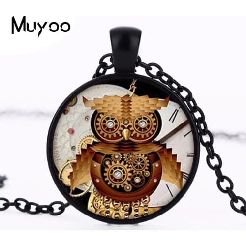2017 new hot Steampunk Owl Pendant Vintage Steampunk Jewelry Steampunk Owl Gears Necklace Clock Pendant collares Men Jewelry HZ1