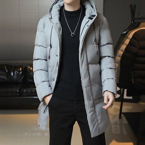 New Winter Fashion Youth Middle And Long Cotton Clothes MenS Korean Version Popular Bread Down Cotton Thickened Warm Coat Boy