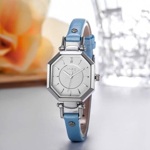New style characteristic prismatic small dial female decorative watch leisure student leather belt waterproof quartz watch