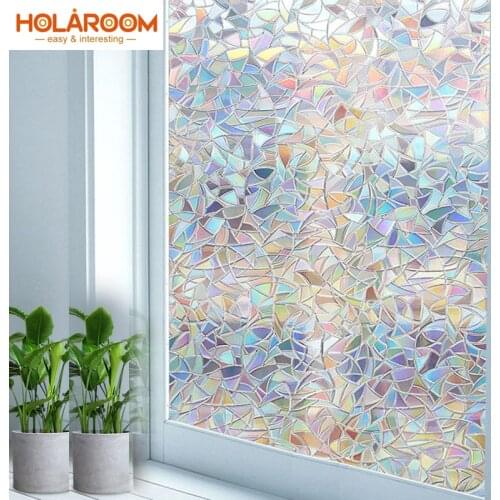 Holaroom 3D Rainbow Effect Window Films Privacy Decorative Film Anti-UV Non-Adhesive Static Cling Glass Sticker for Home Kitchen
