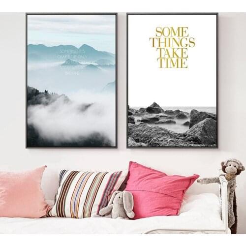 Coast Lake Landscapes Snow Mountain Building Bridge Succulents Plant Canvas Painting Wall Picture Poster Living Room Decoration