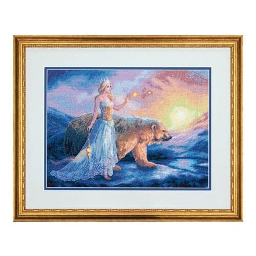 Lovely Gold Collection Counted Cross Stitch Kit Aurora Queen and North Pole Bear dim 35291