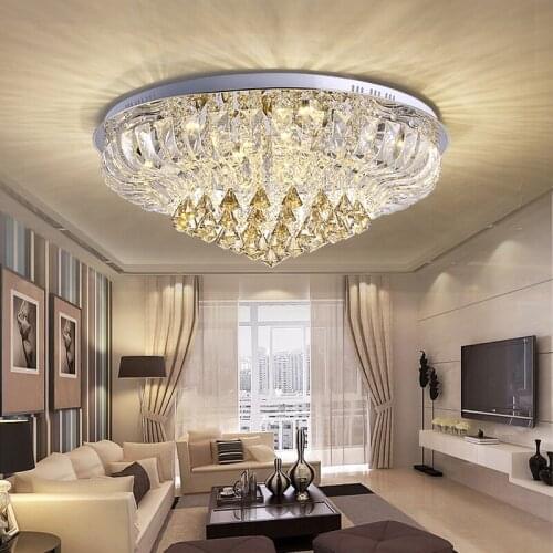 Simple and modern LED round warm living room dining hall diamond crystal lamp atmospheric luxury headlamps ceiling lamps led