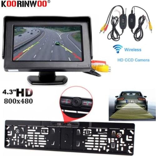 Koorinwoo Car Number License Plate Frame Camera Night Vision Reverse Backup Car Rear view Camera Auto Accessory With Monitor Kit