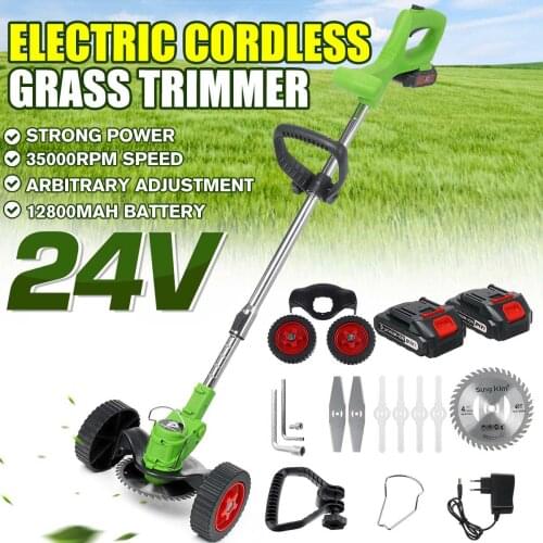 1880W Electric Grass Trimmer Cordless Lawn Mower Power Hedge Trimmer Length Adjustable Garden Pruning Tool with 12800mAh Battery
