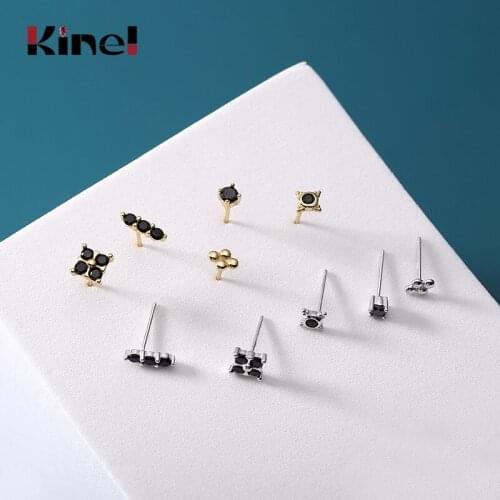 Kinel 5 Piece Set New Bijoux 925 Sterling Silver Small Stud Earrings for Women Wedding Brand Fashion Jewelry Free Delivery